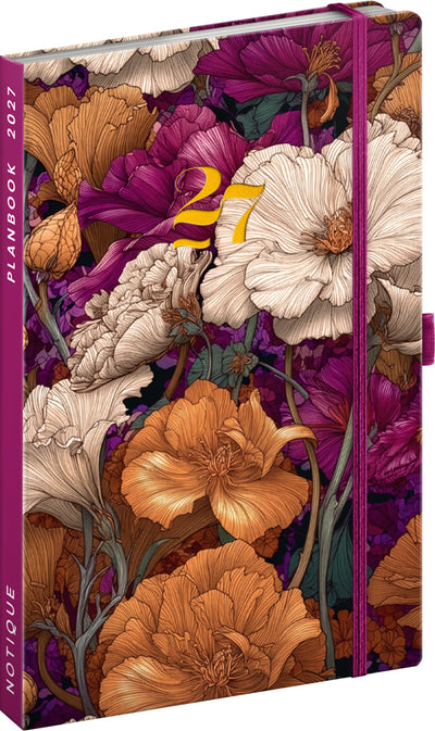 Planbook Planer/Notizbuch Vintage Flowers 2027, 13 x 21 cm