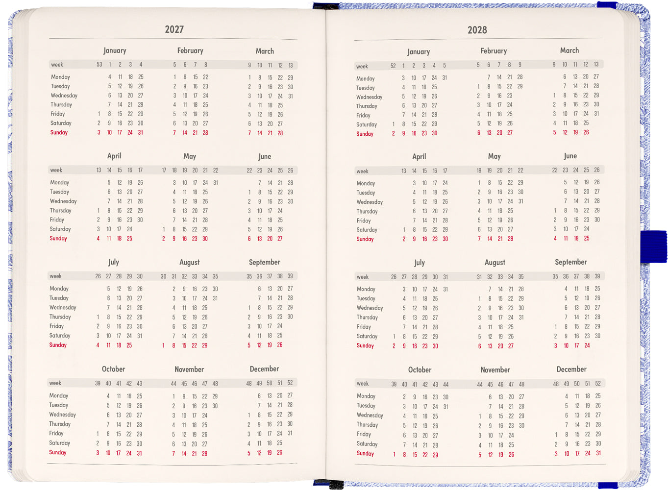Planbook Planer/Notizbuch Marine Life 2027, 13 x 21 cm