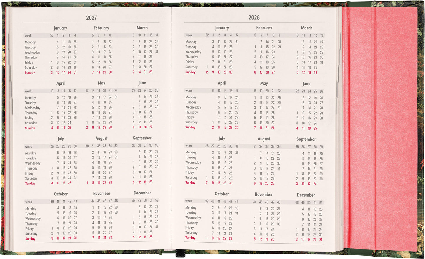 Magnetic Weekly Planner Flamingo 2027, 11 x 16 cm