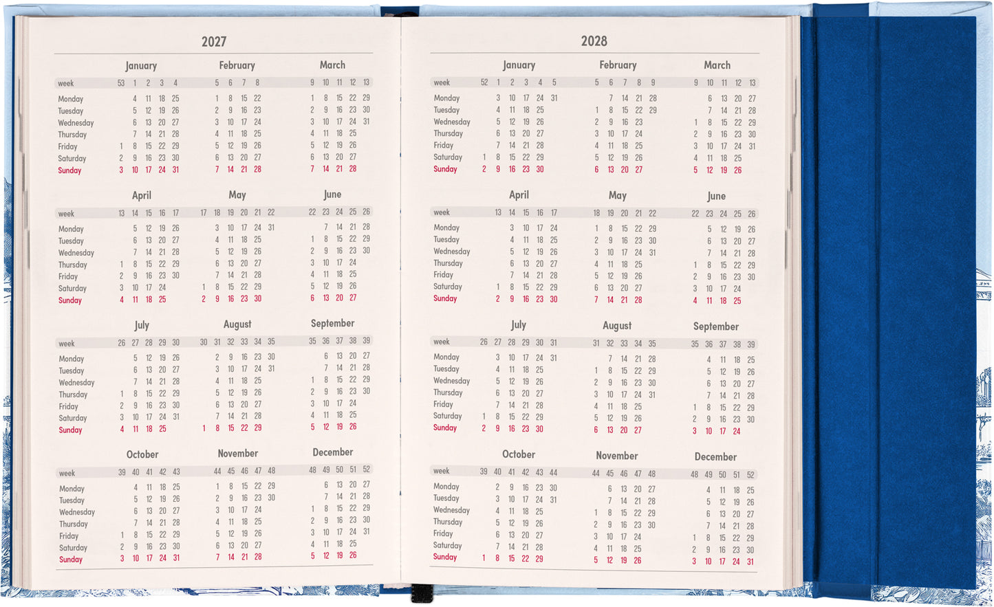 Magnetic Weekly Planner Villa 2027, 11 x 16 cm