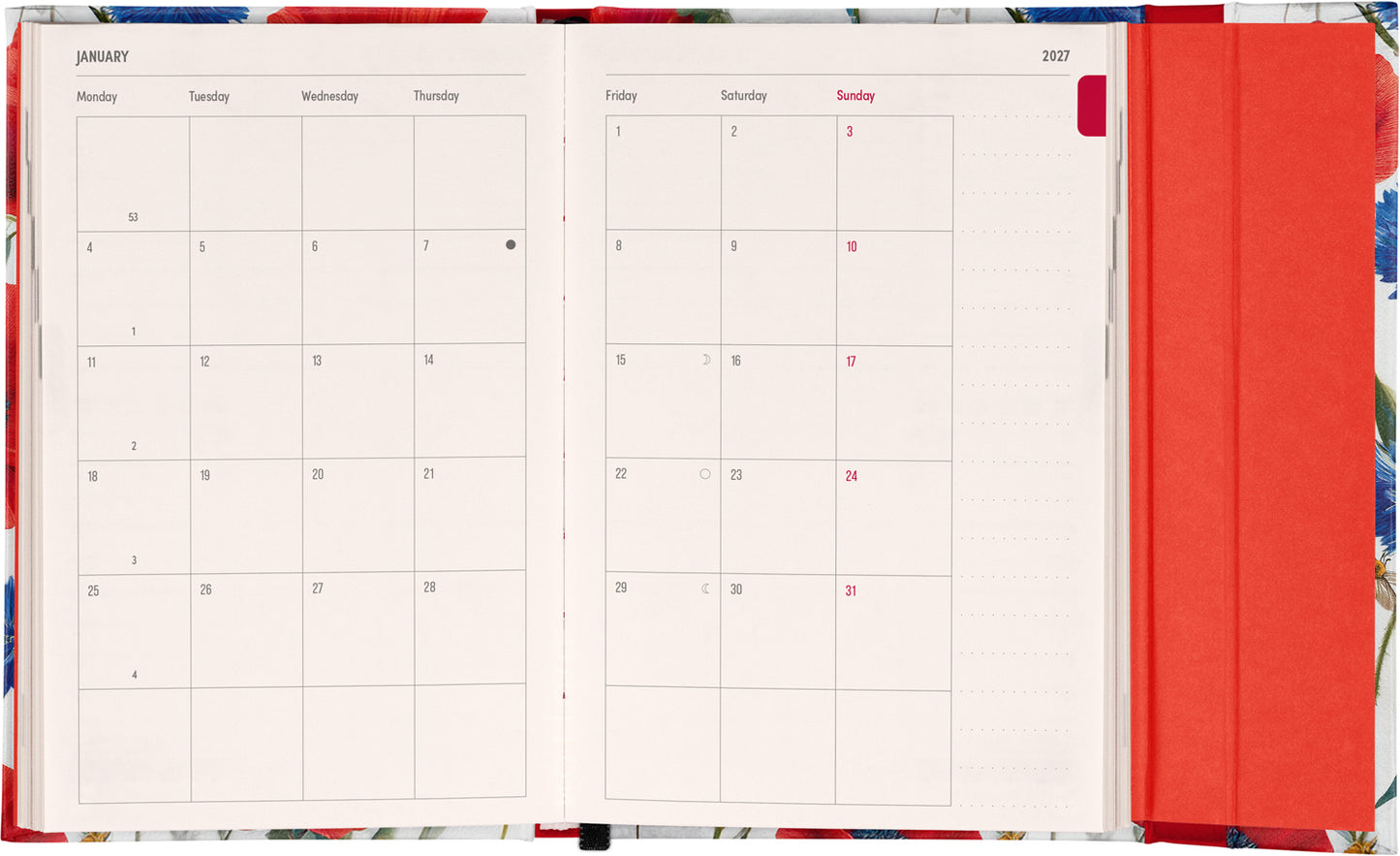 Magnetic Weekly Planner Poppies 2027, 11 x 16 cm