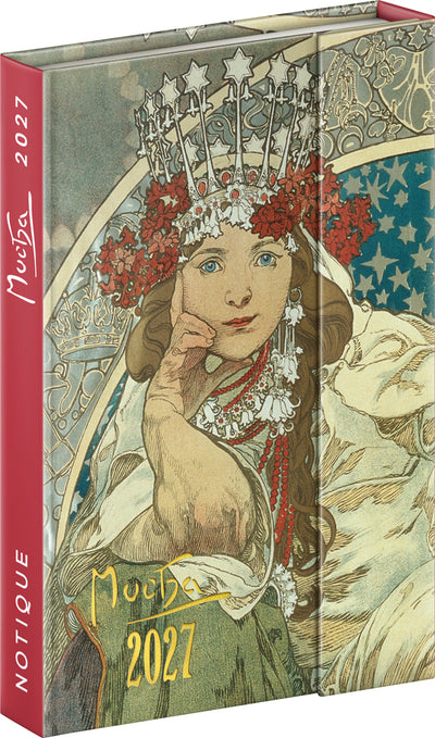 Magnetic Weekly Planner Alphonse Mucha 2027, 11 x 16 cm
