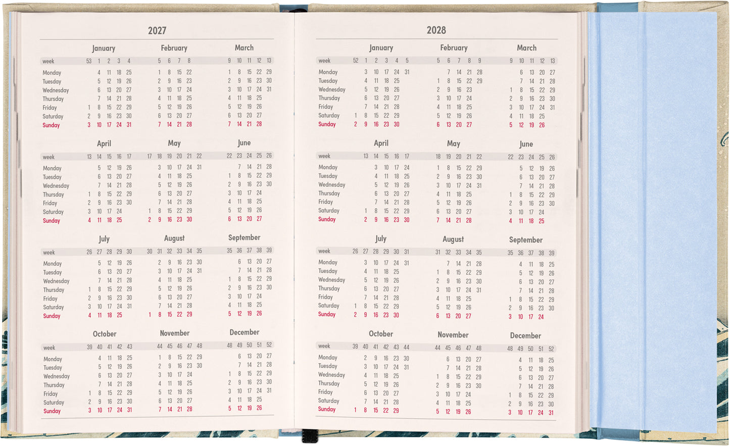 Magnetic Weekly Planner Katsushika Hokusai 2027, 11 x 16 cm