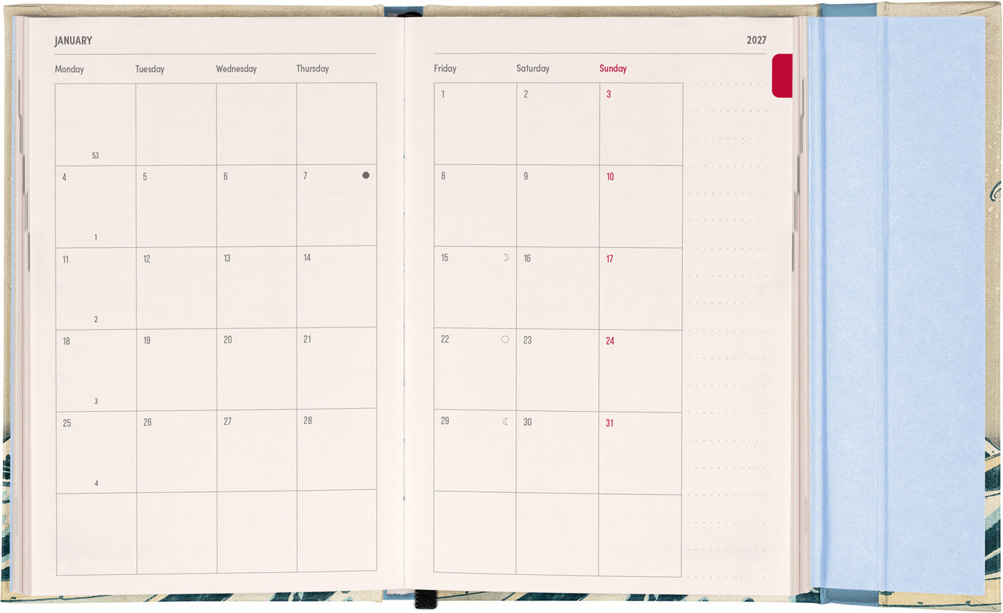 Magnetic Weekly Planner Katsushika Hokusai 2027, 11 x 16 cm