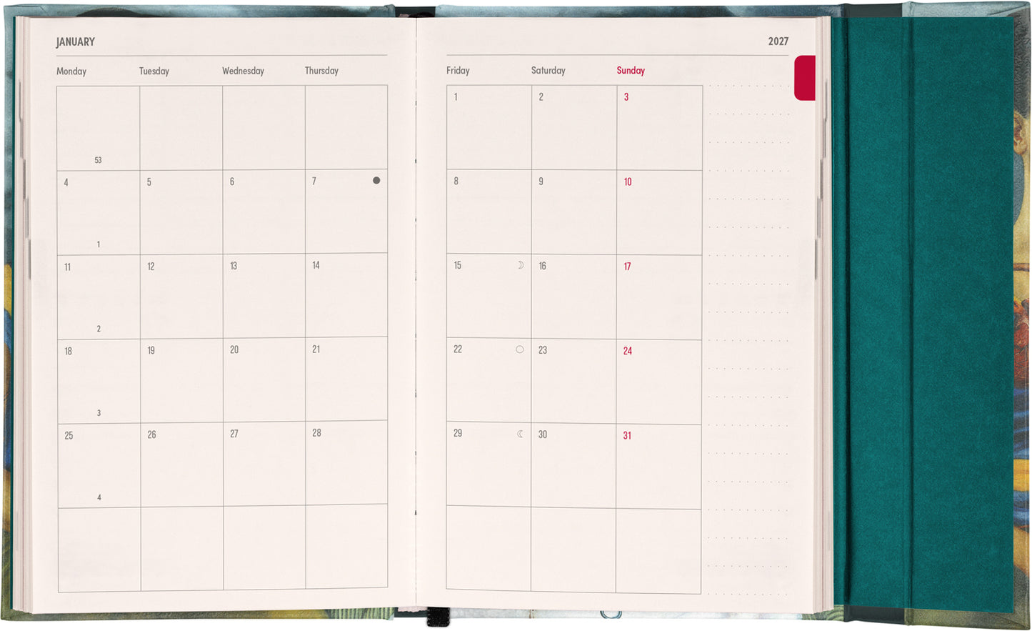 Magnetic Weekly Planner Frida Kahlo 2027, 11 x 16 cm