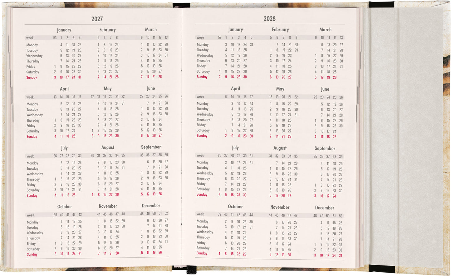 Magnetic Weekly Planner Michelangelo 2027, 11 x 16 cm