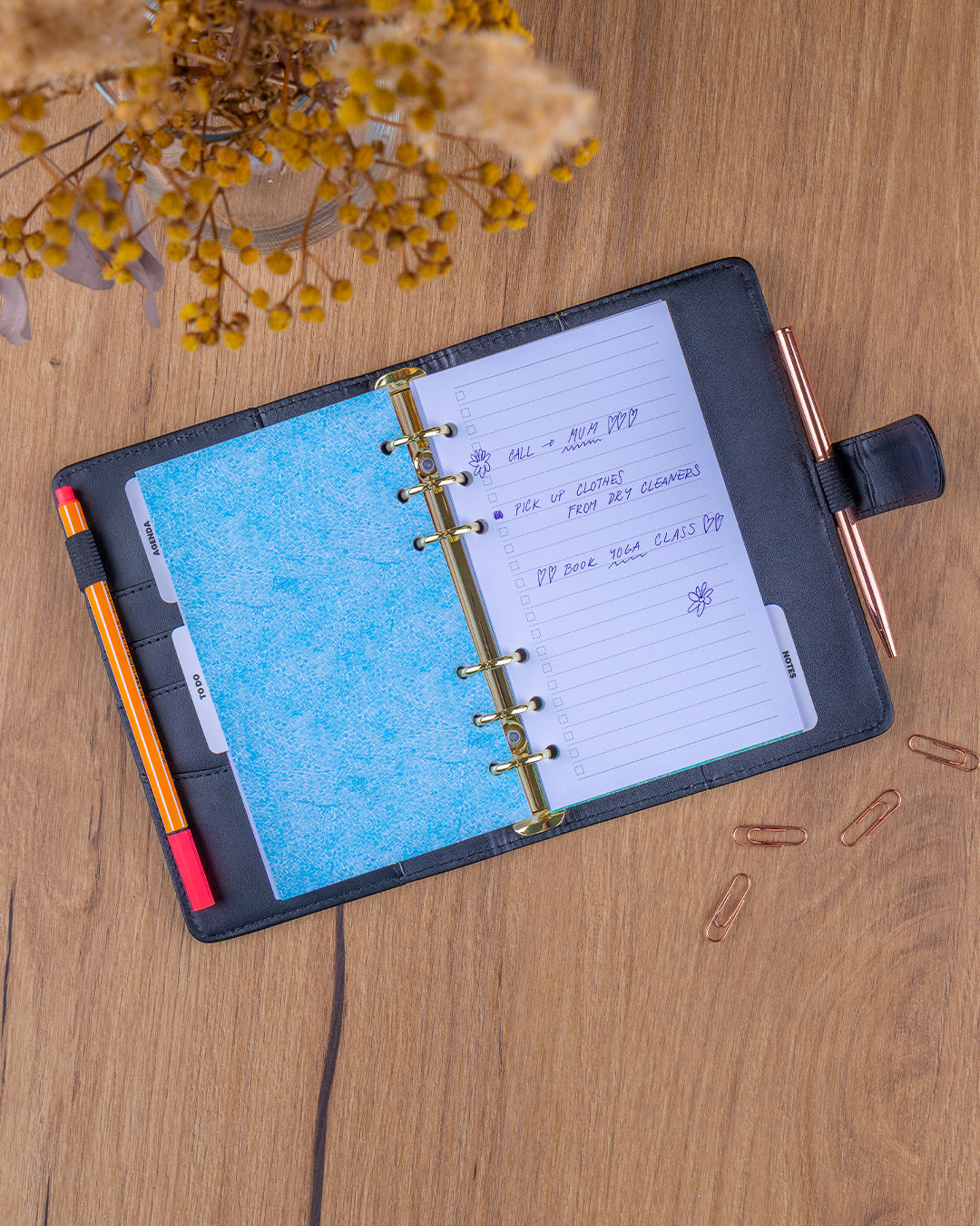 Refill – Weekly Ring Bound Planner 2027, black, 12,5 x 19 cm
