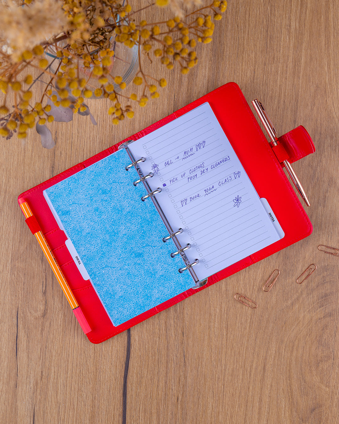 Refill – Weekly Ring Bound Planner 2027, bright red, 12,5 x 19 cm