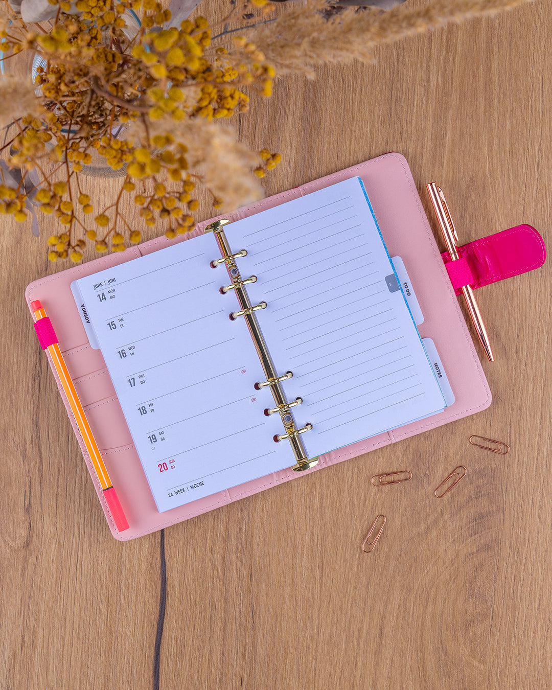 Refill – Weekly Ring Bound Planner 2027, fuchsia, 12,5 x 19 cm