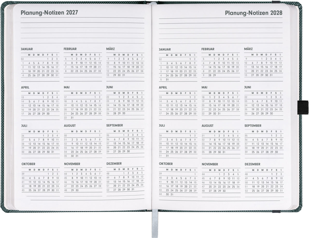 Buchkalender Ajax 2027, Tageskalender, grün, 15 x 21 cm