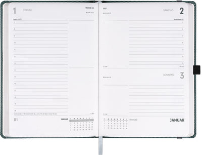 Buchkalender Ajax 2027, Tageskalender, grün, 15 x 21 cm