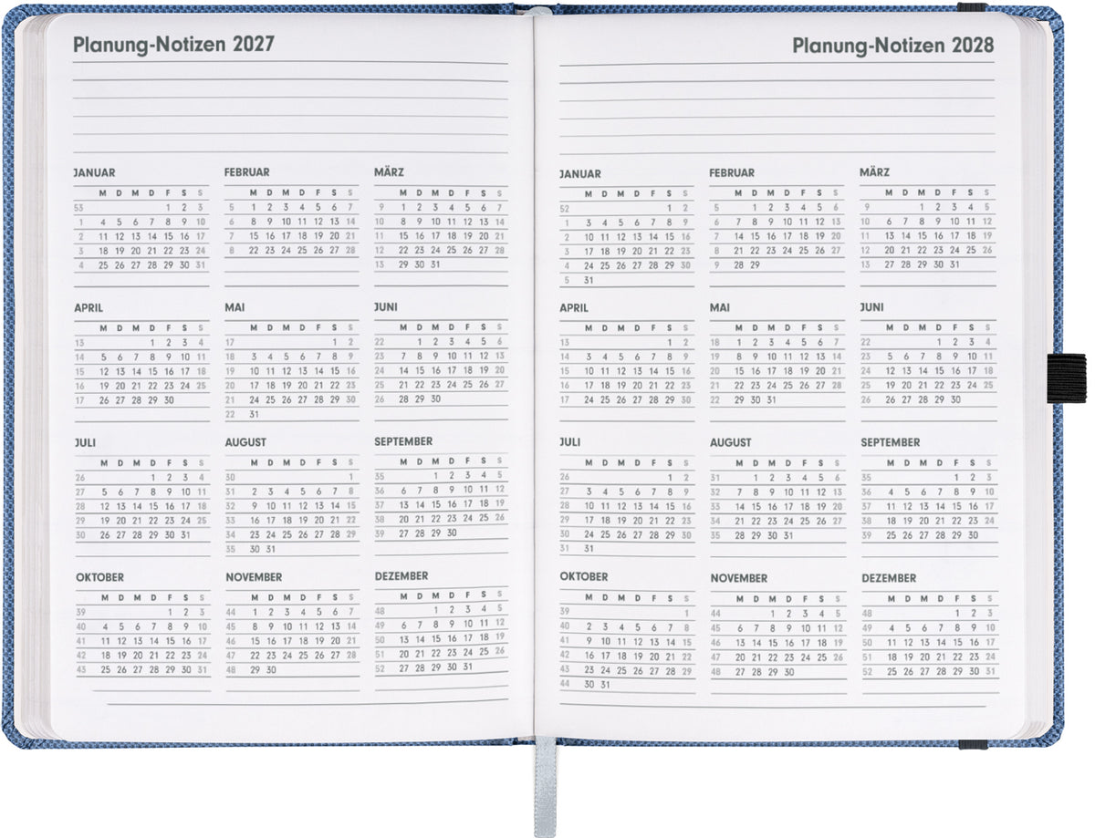 Buchkalender Ajax 2027, Tageskalender, blau, 15 x 21 cm