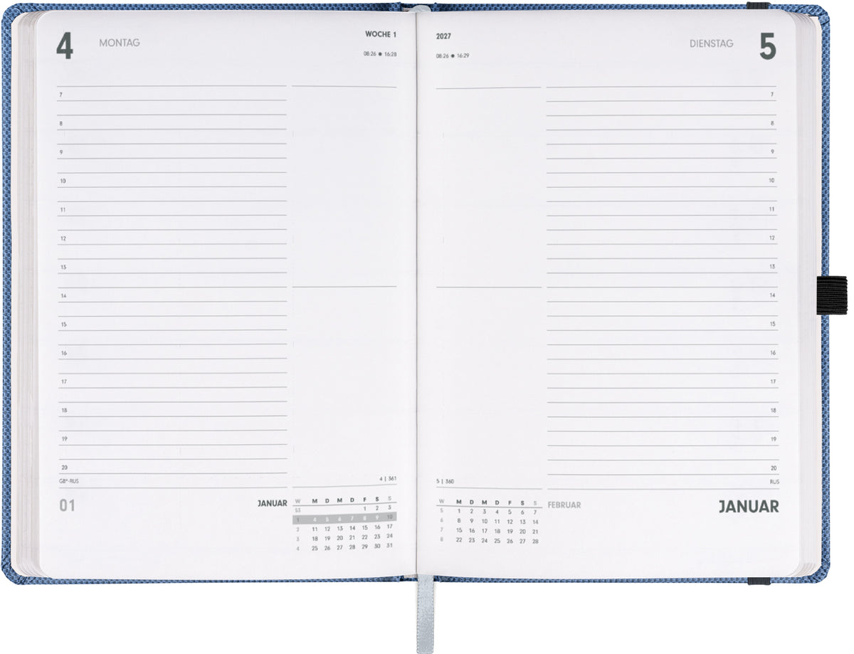 Buchkalender Ajax 2027, Tageskalender, blau, 15 x 21 cm