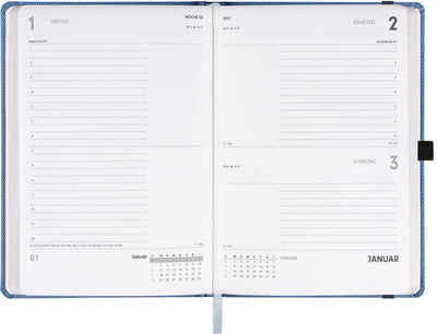 Buchkalender Ajax 2027, Tageskalender, blau, 15 x 21 cm