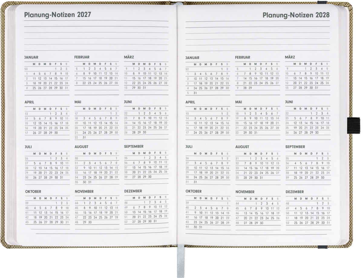 Buchkalender Ajax 2027, Tageskalender, gold, 15 x 21 cm