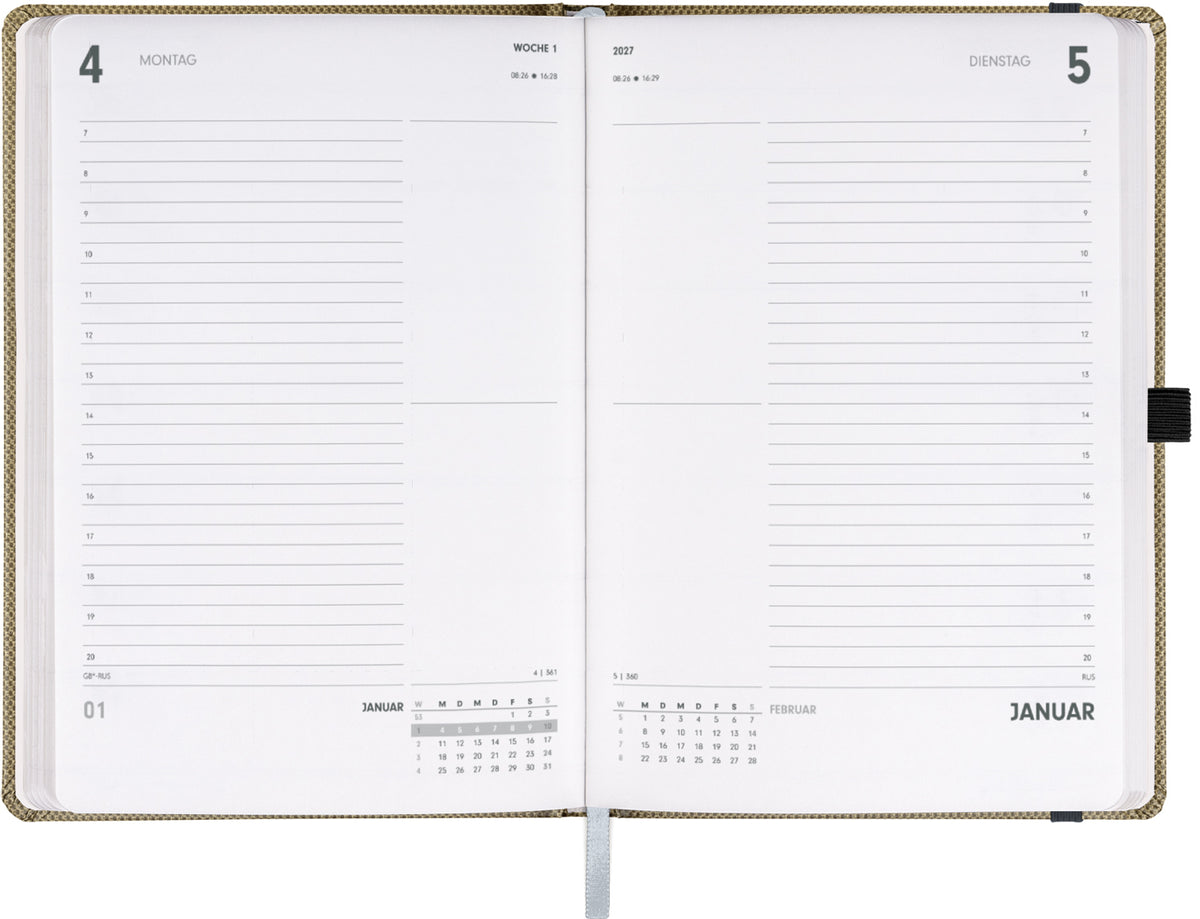 Buchkalender Ajax 2027, Tageskalender, gold, 15 x 21 cm