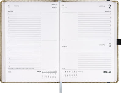 Buchkalender Ajax 2027, Tageskalender, gold, 15 x 21 cm