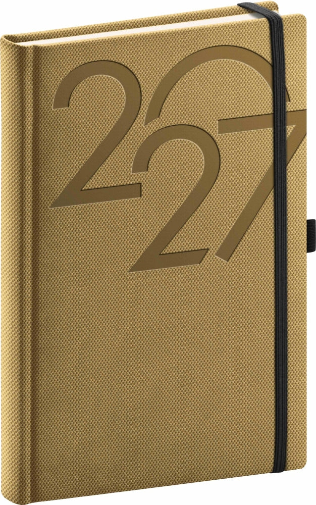 Buchkalender Ajax 2027, Tageskalender, gold, 15 x 21 cm
