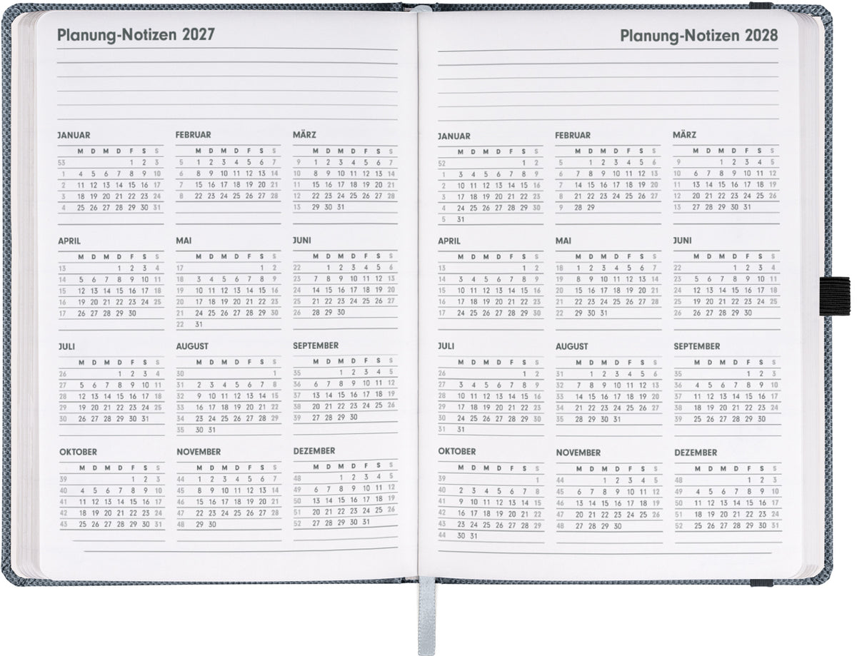 Buchkalender Ajax 2027, Tageskalender, schwarz, 15 x 21 cm