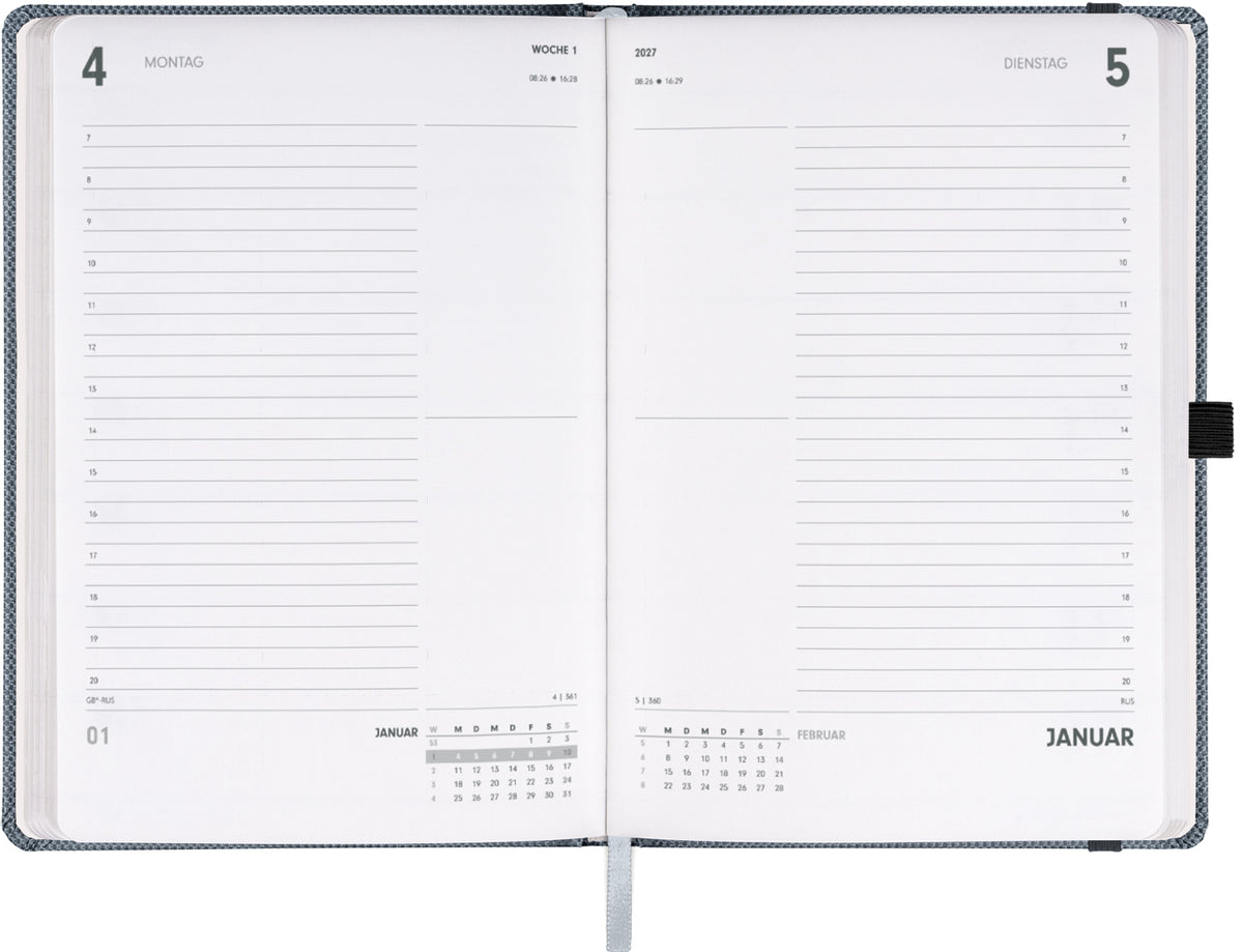 Buchkalender Ajax 2027, Tageskalender, schwarz, 15 x 21 cm