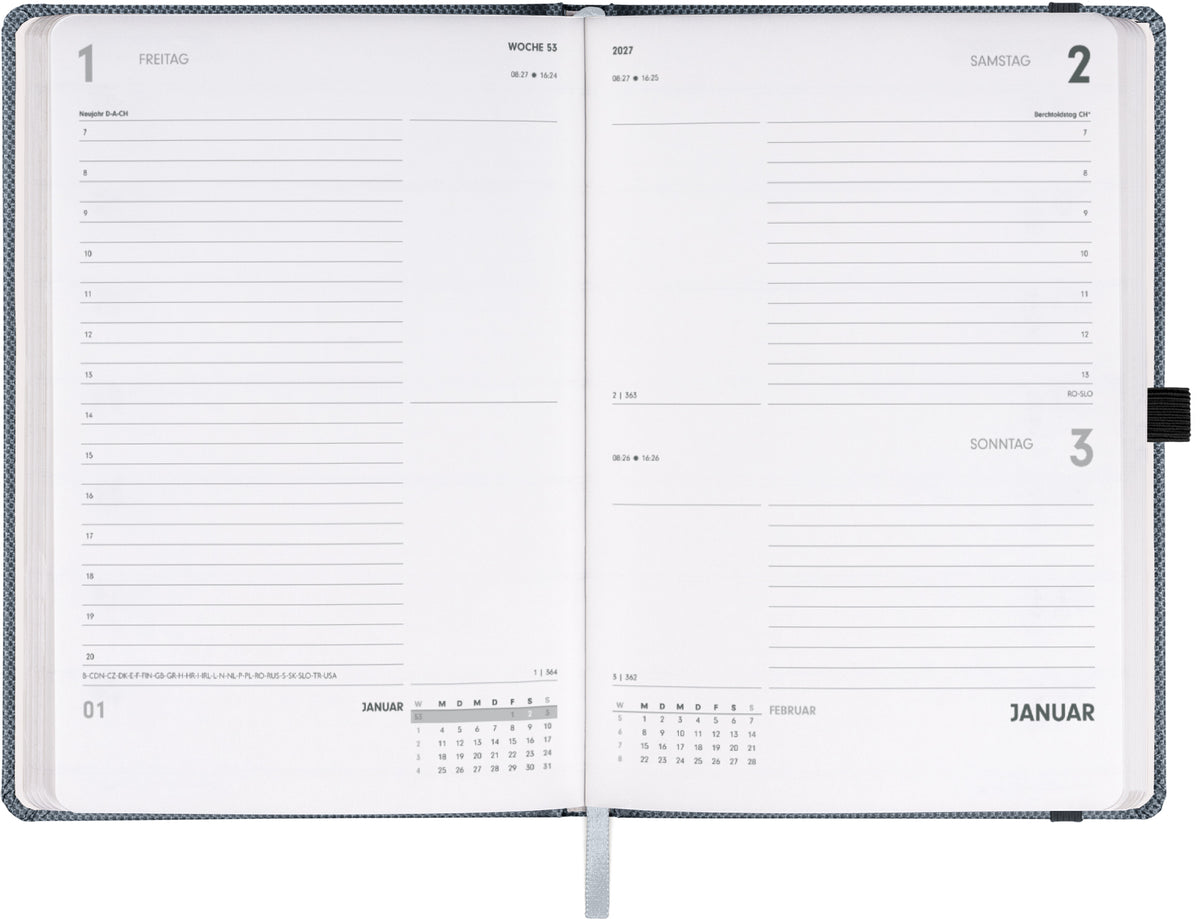 Buchkalender Ajax 2027, Tageskalender, schwarz, 15 x 21 cm