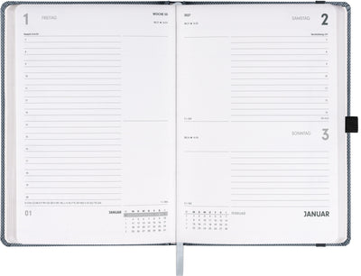 Buchkalender Ajax 2027, Tageskalender, schwarz, 15 x 21 cm