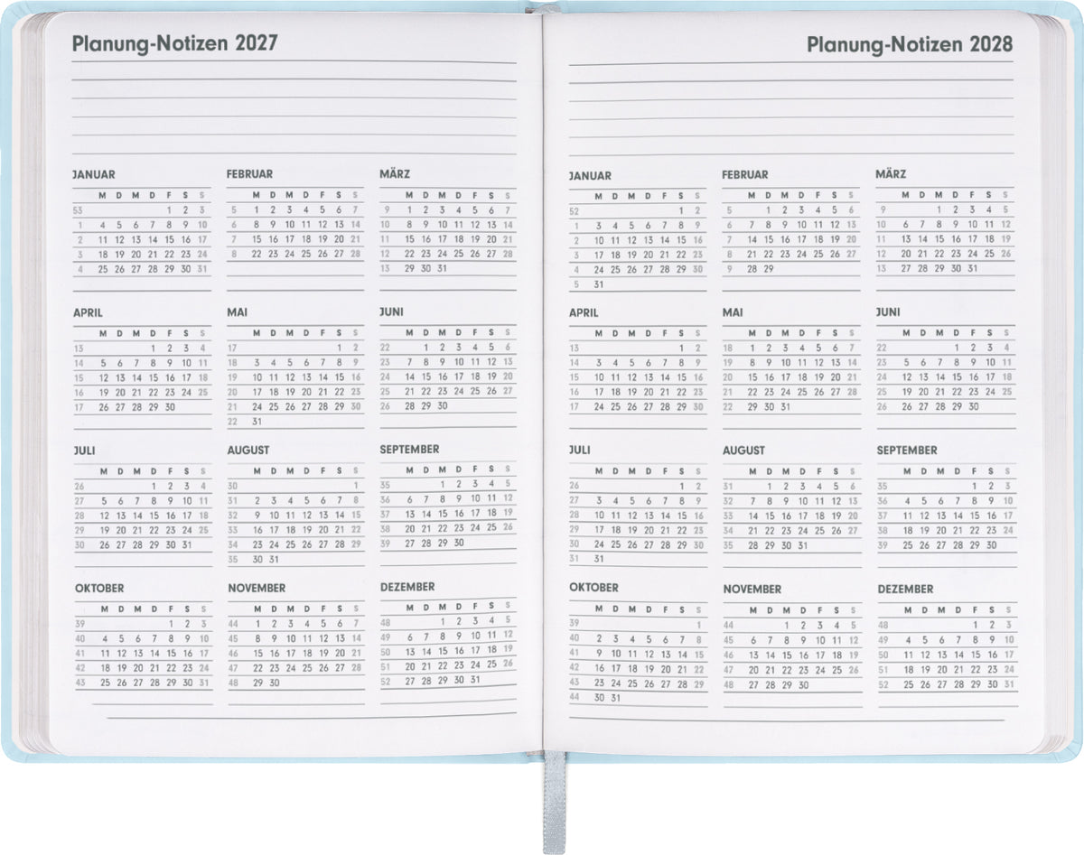 Buchkalender Ponza 2027, Tageskalender, blau, 15 x 21 cm