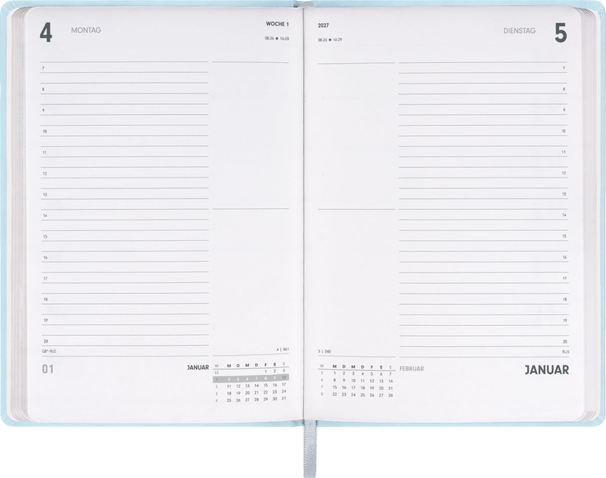 Buchkalender Ponza 2027, Tageskalender, blau, 15 x 21 cm