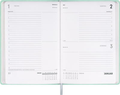 Buchkalender Ponza 2027, Tageskalender, mint, 15 x 21 cm