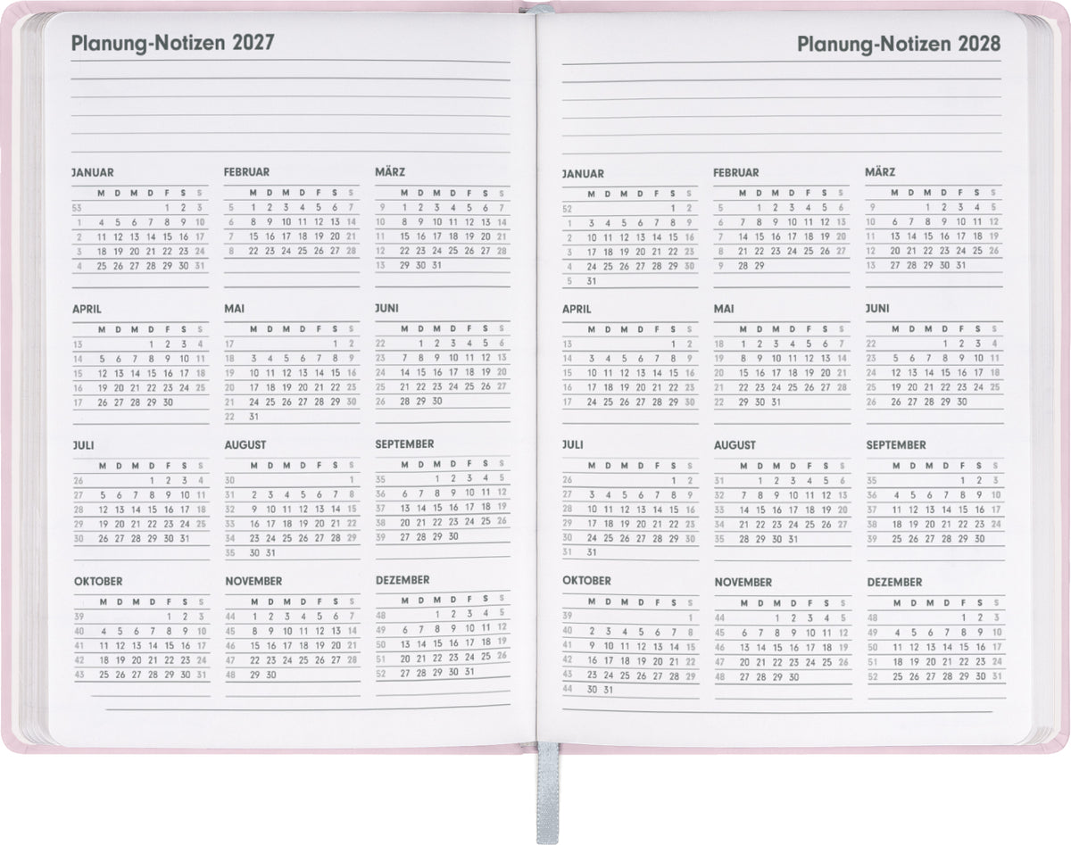 Buchkalender Ponza 2027, Tageskalender, rosa, 15 x 21 cm