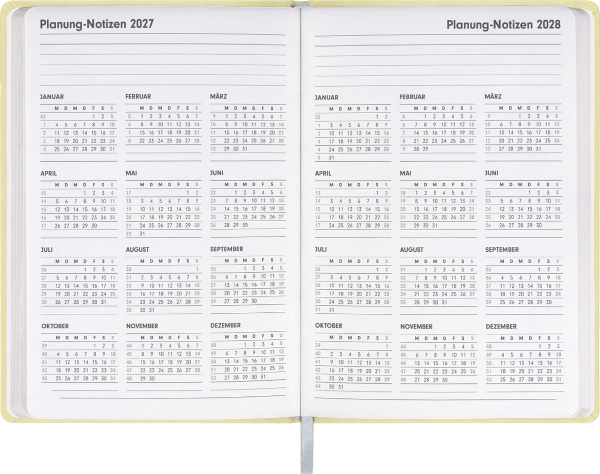 Buchkalender Ponza 2027, Tageskalender, gelb, 15 x 21 cm