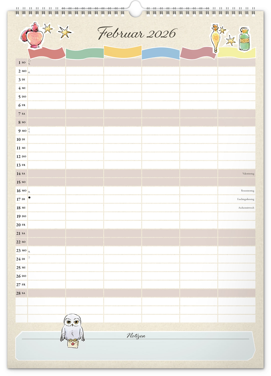 Familienplaner Harry Potter 2026, 33 × 46 cm