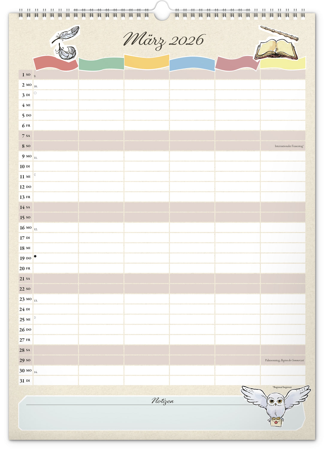 Familienplaner Harry Potter 2026, 33 × 46 cm