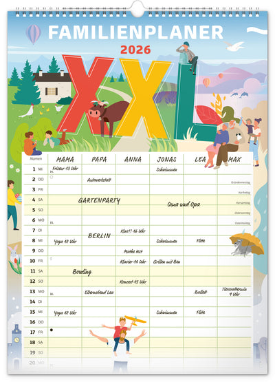 Familienplaner XXL 2026, 33 × 46 cm