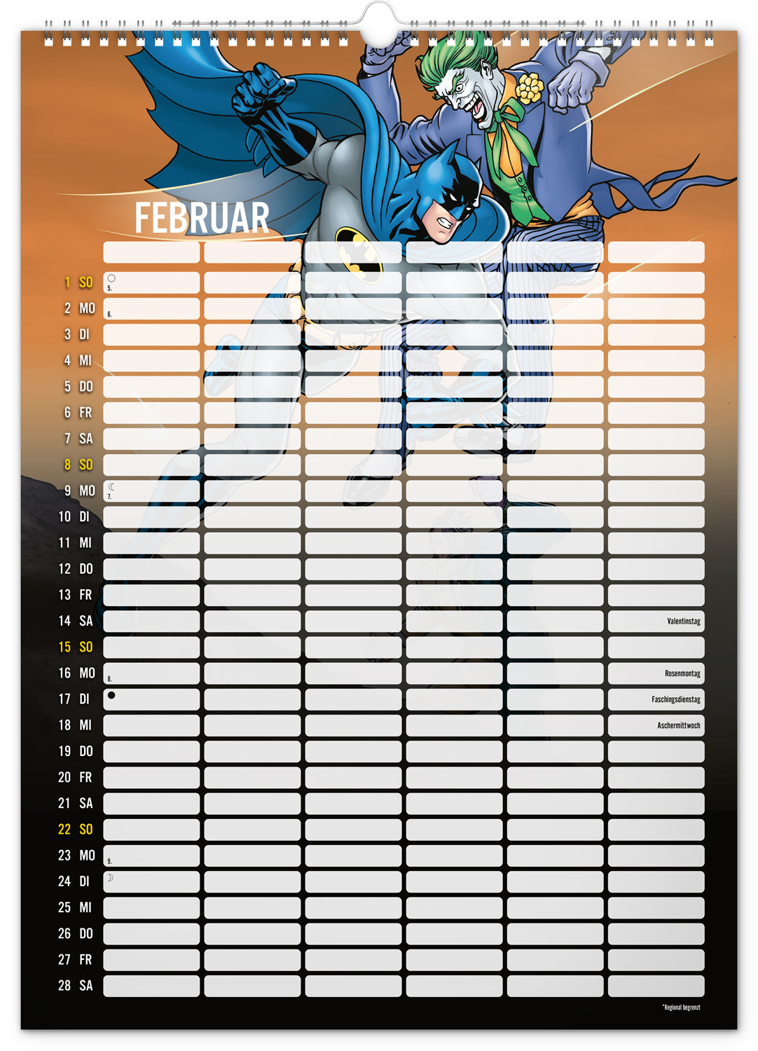 Familienplaner Batman 2026, 33 × 46 cm