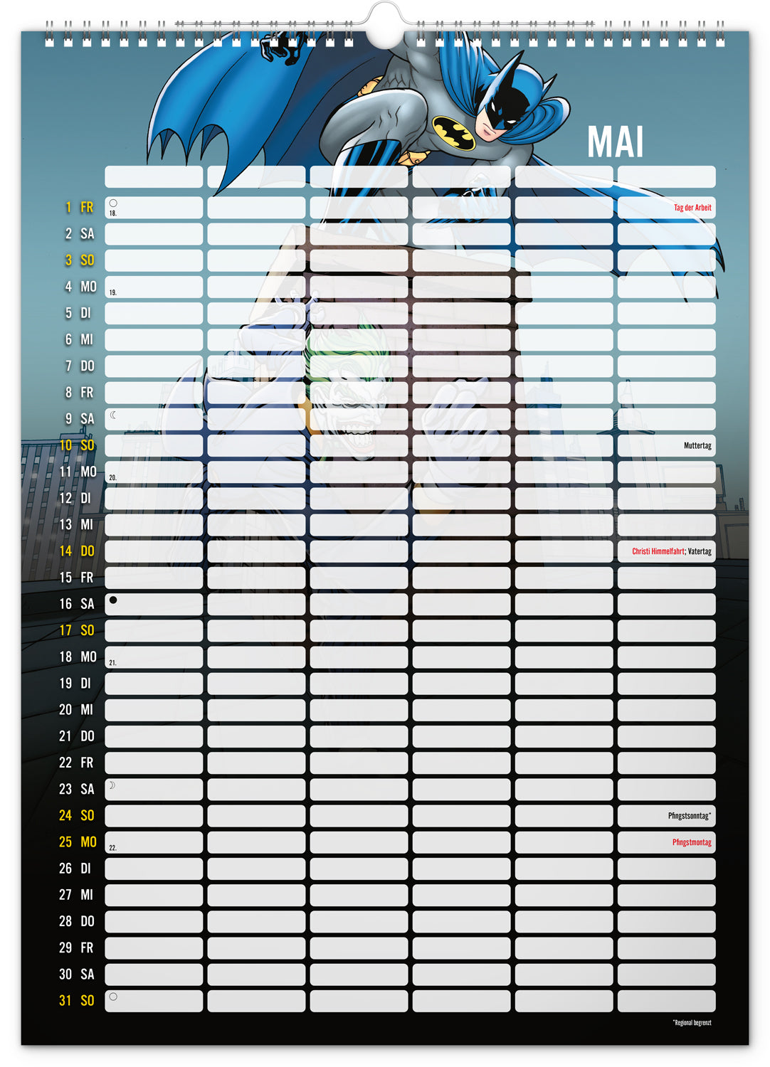 Familienplaner Batman 2026, 33 × 46 cm