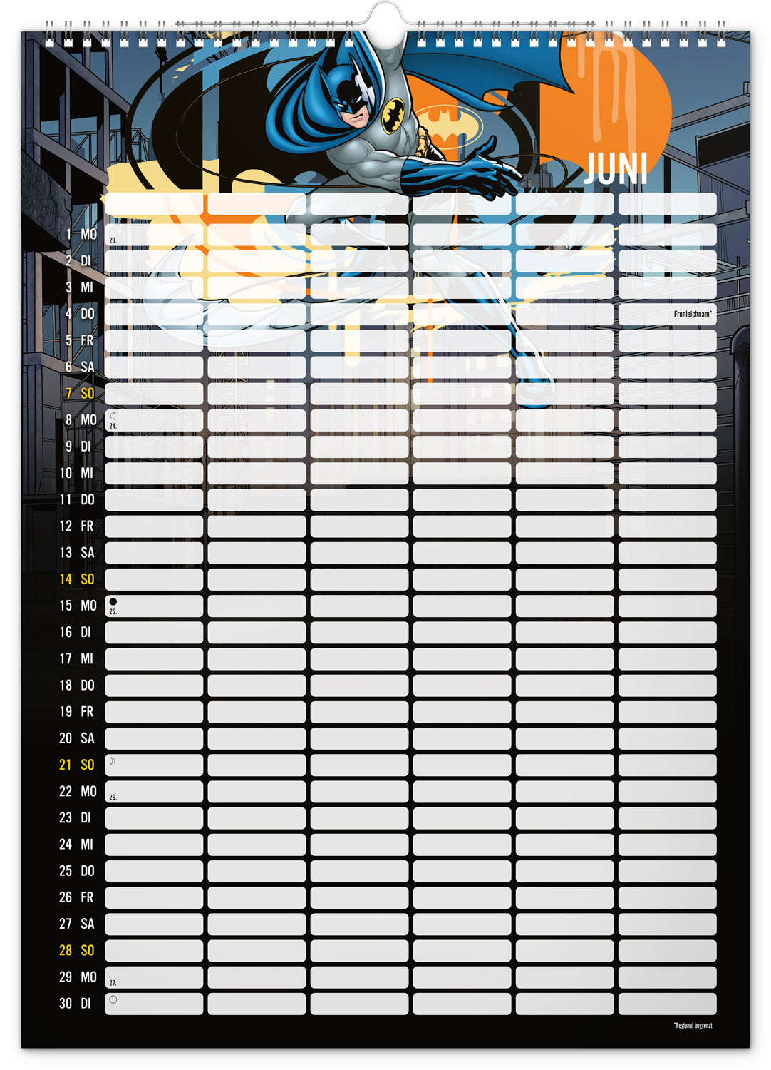 Familienplaner Batman 2026, 33 × 46 cm