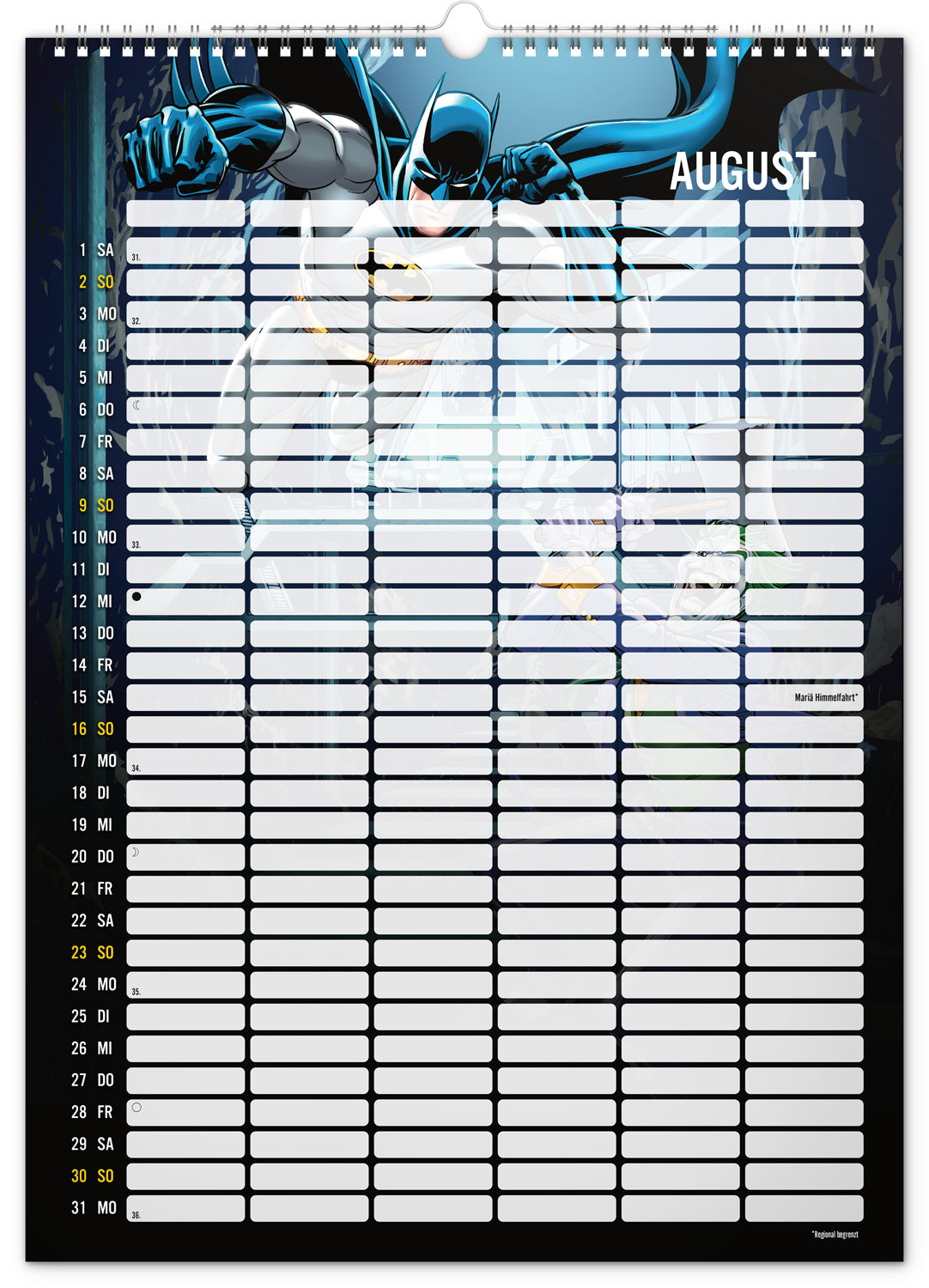 Familienplaner Batman 2026, 33 × 46 cm