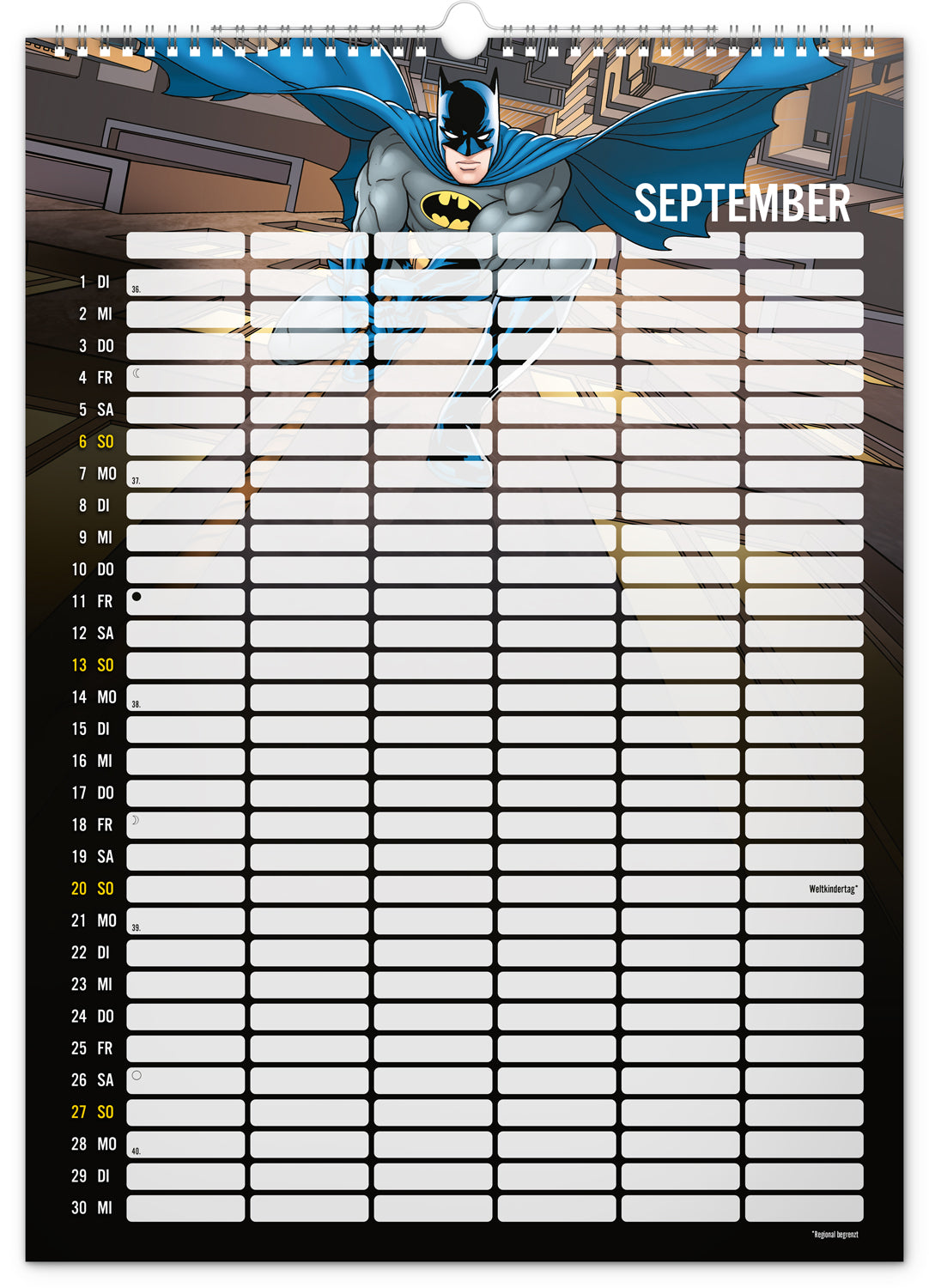Familienplaner Batman 2026, 33 × 46 cm