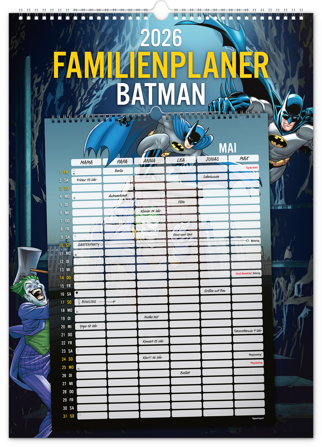 Familienplaner Batman 2026, 33 × 46 cm