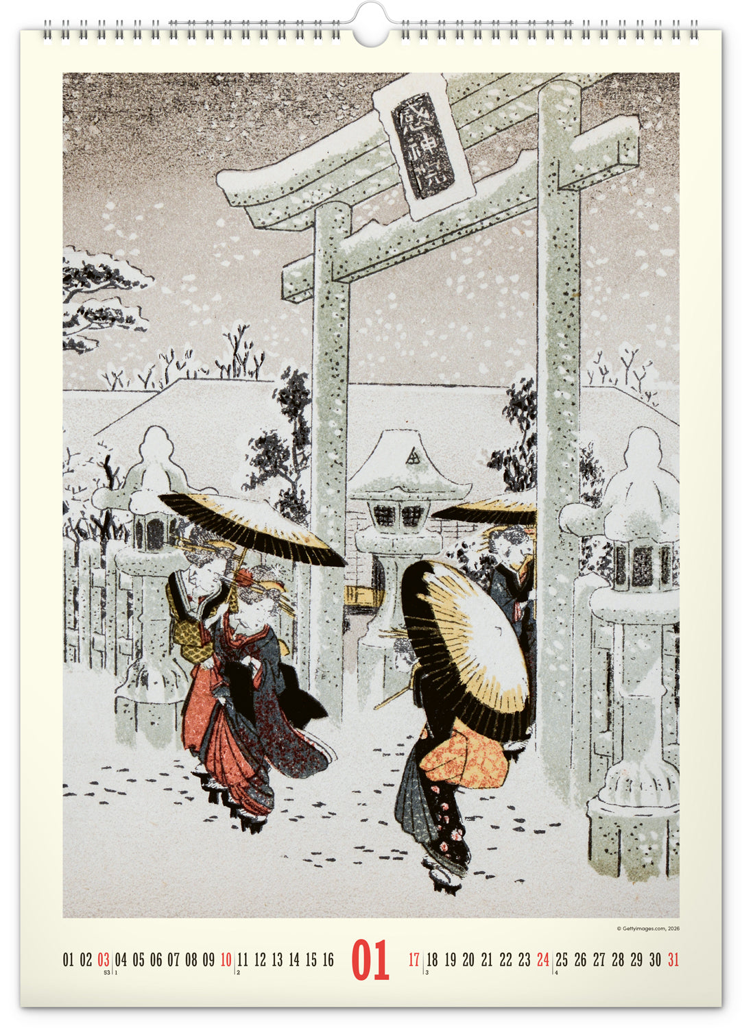 Wandkalender Vintage-Plakate – Japanische Kunst 2027, 33 x 46 cm