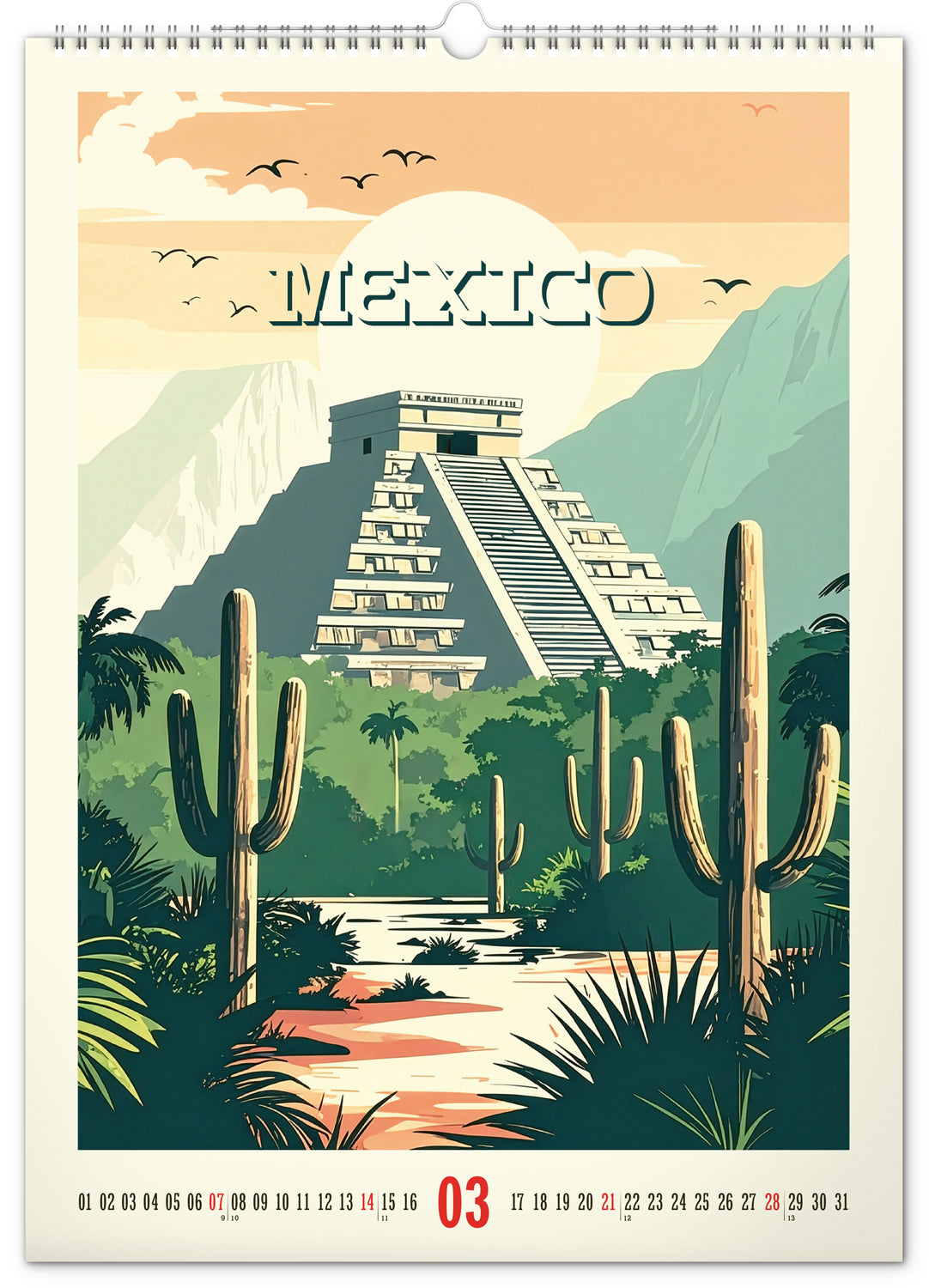 Wandkalender Vintage-Plakate – Ferne Länder 2027, 33 x 46 cm