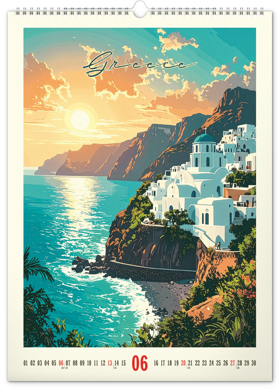 Wandkalender Vintage-Plakate – Ferne Länder 2027, 33 x 46 cm