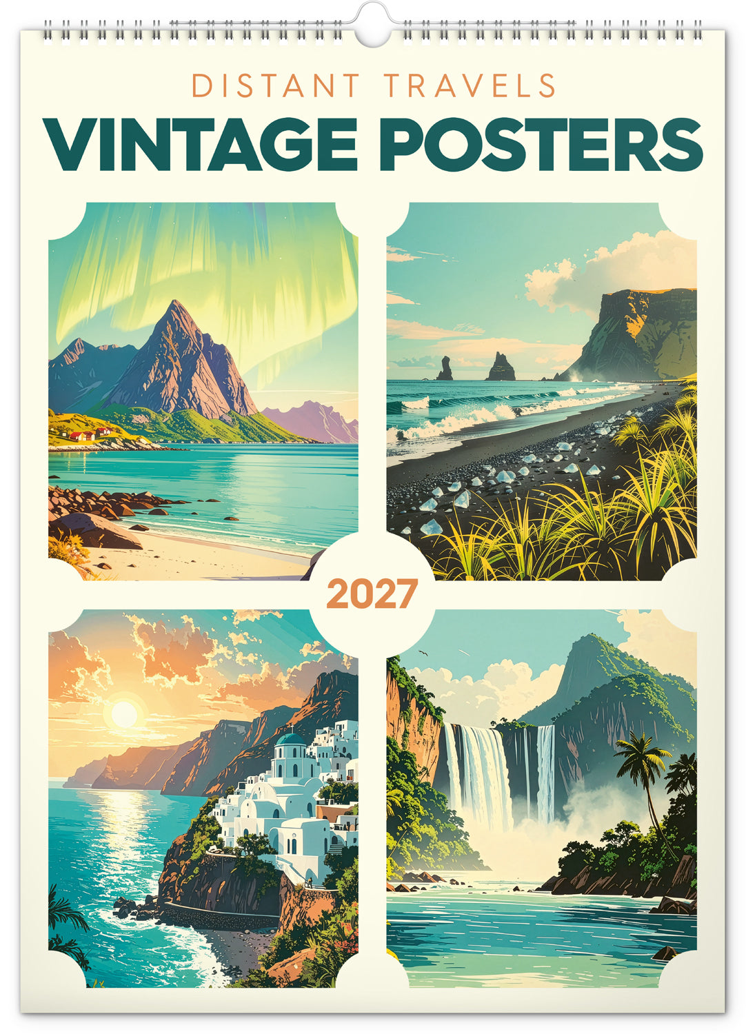 Wandkalender Vintage-Plakate – Ferne Länder 2027, 33 x 46 cm