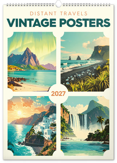 Wandkalender Vintage-Plakate – Ferne Länder 2027, 33 x 46 cm