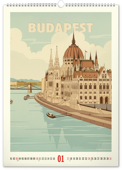 Wandkalender Vintage-Plakate – Weltstädte 2027, 33 x 46 cm