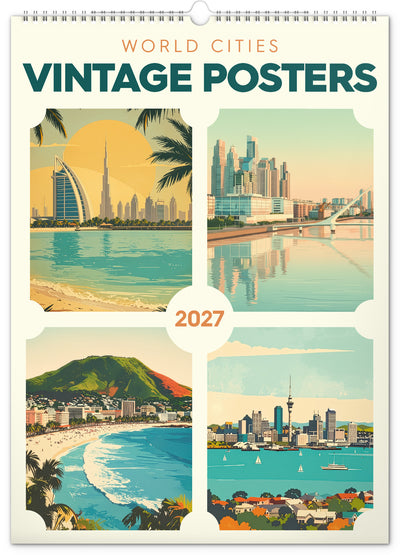 Wandkalender Vintage-Plakate – Weltstädte 2027, 33 x 46 cm