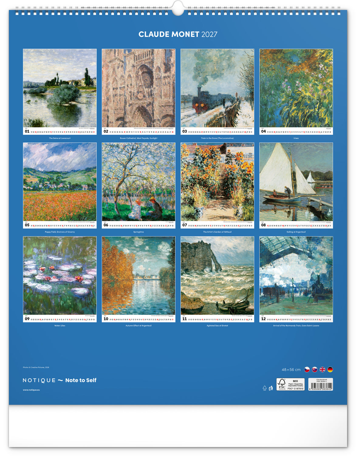 Wandkalender Claude Monet 2027, 48 x 56 cm