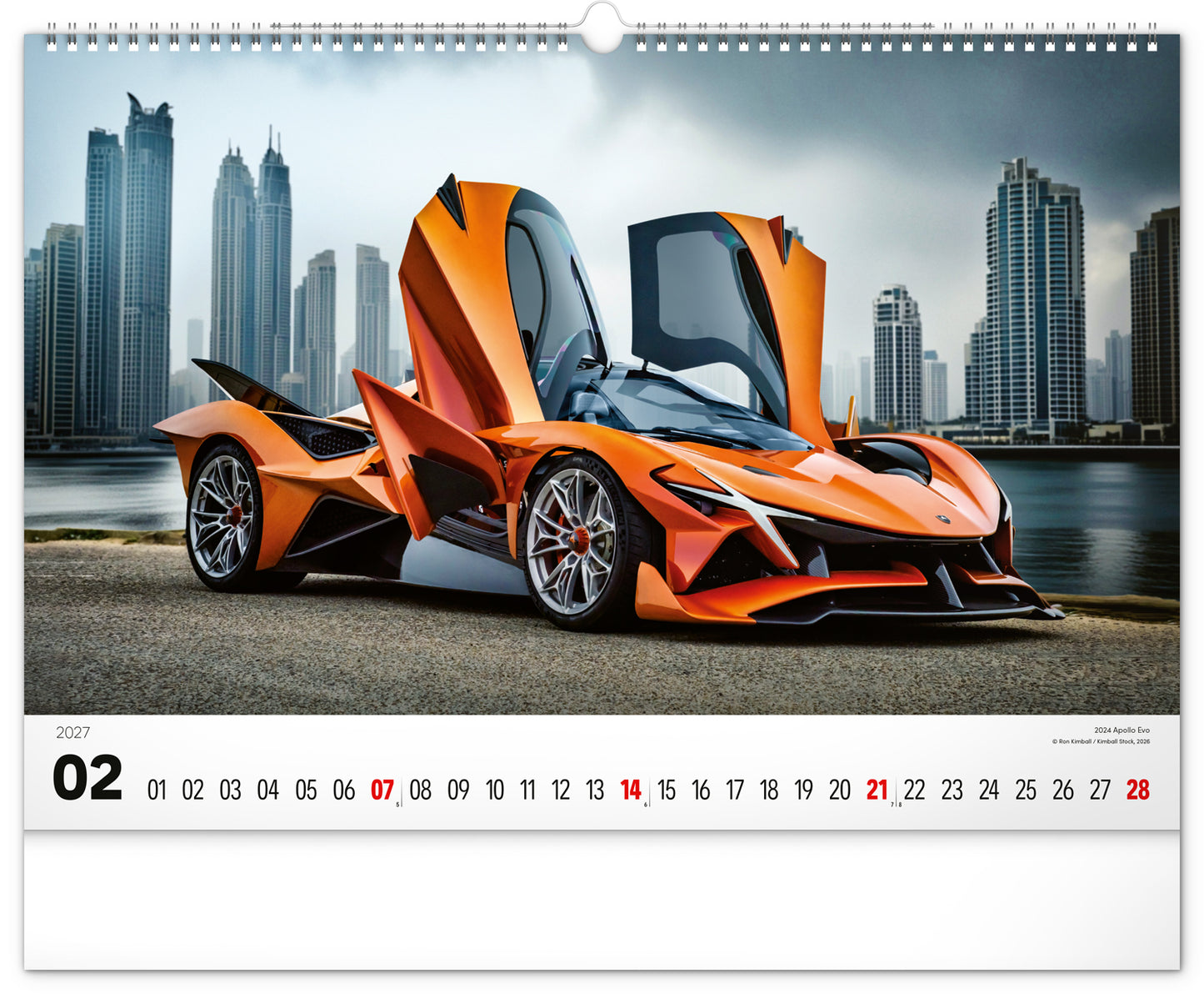 Wandkalender Autos 2027, 48 x 33 cm