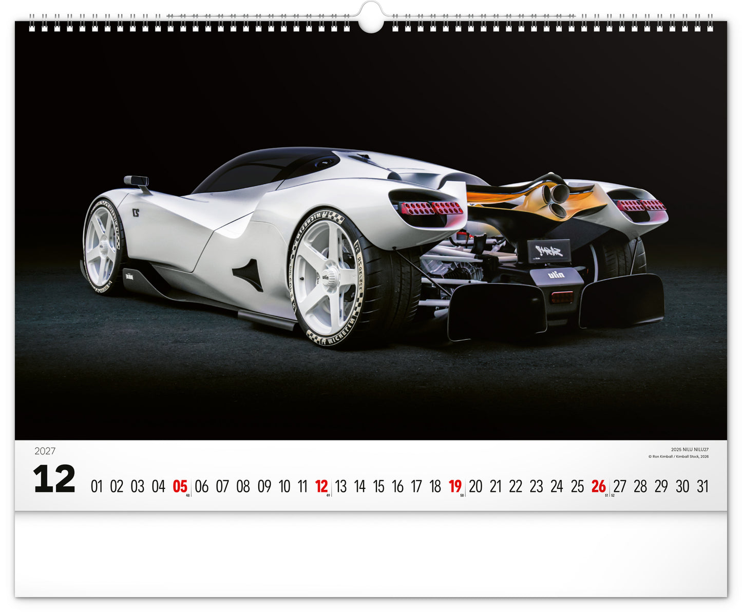 Wandkalender Autos 2027, 48 x 33 cm